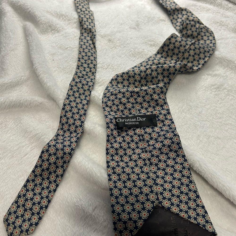 Dior Men's Floral Pattern Tie -‎ Black and Cream